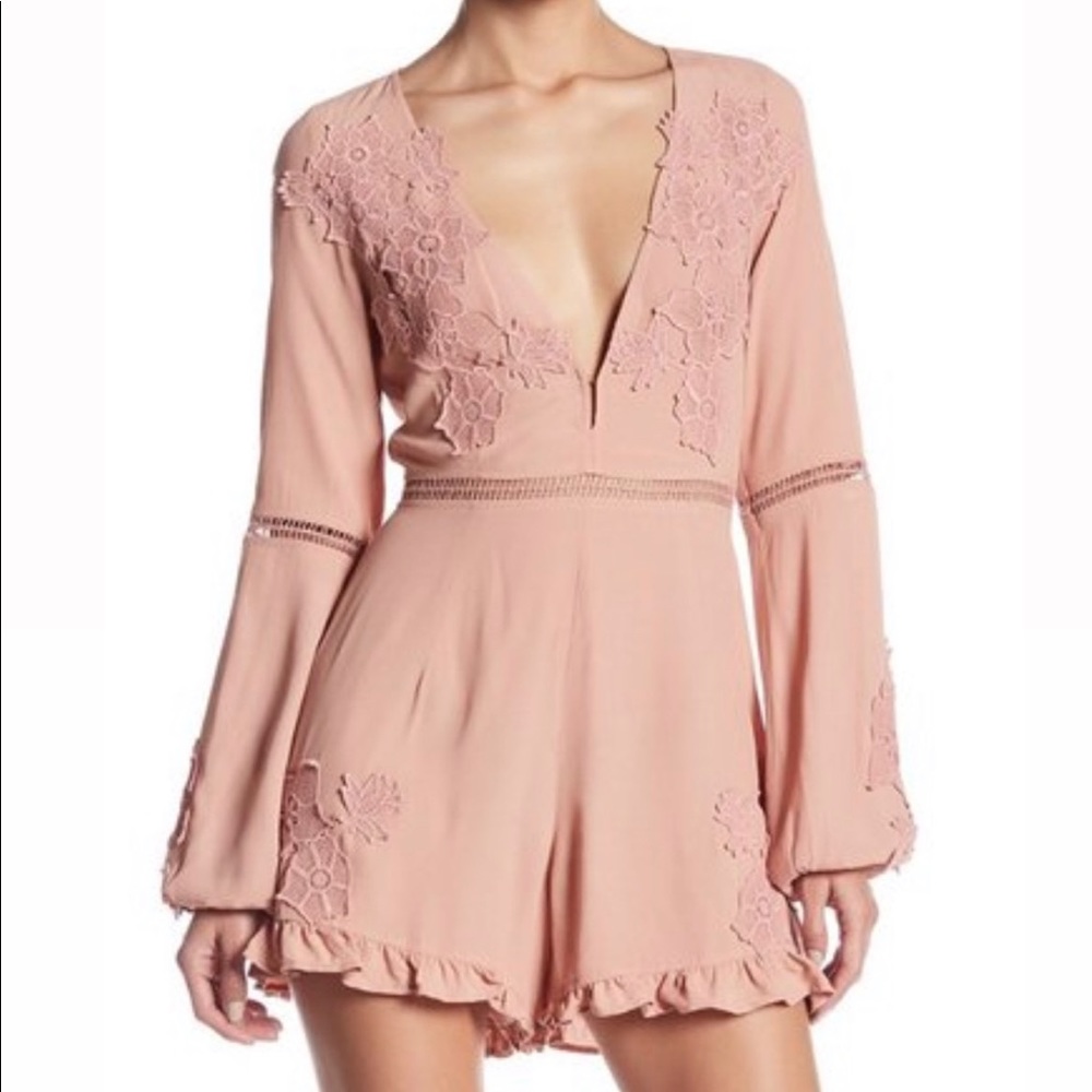 For Love & Lemons Lilou Romper Dusty Pink